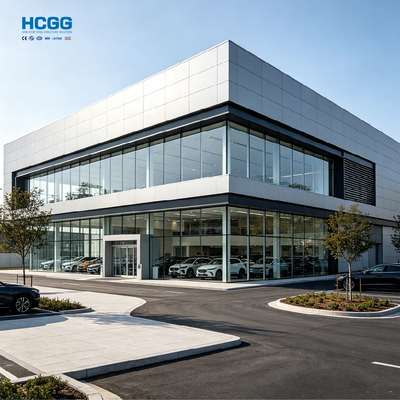 คุณภาพ Functional Steel Structure Building Designed for Automotive Showroom Vehicle Display Customer Lounge and Meeting Rooms โรงงาน